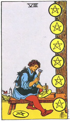 Eight of Pentacles (星币八)